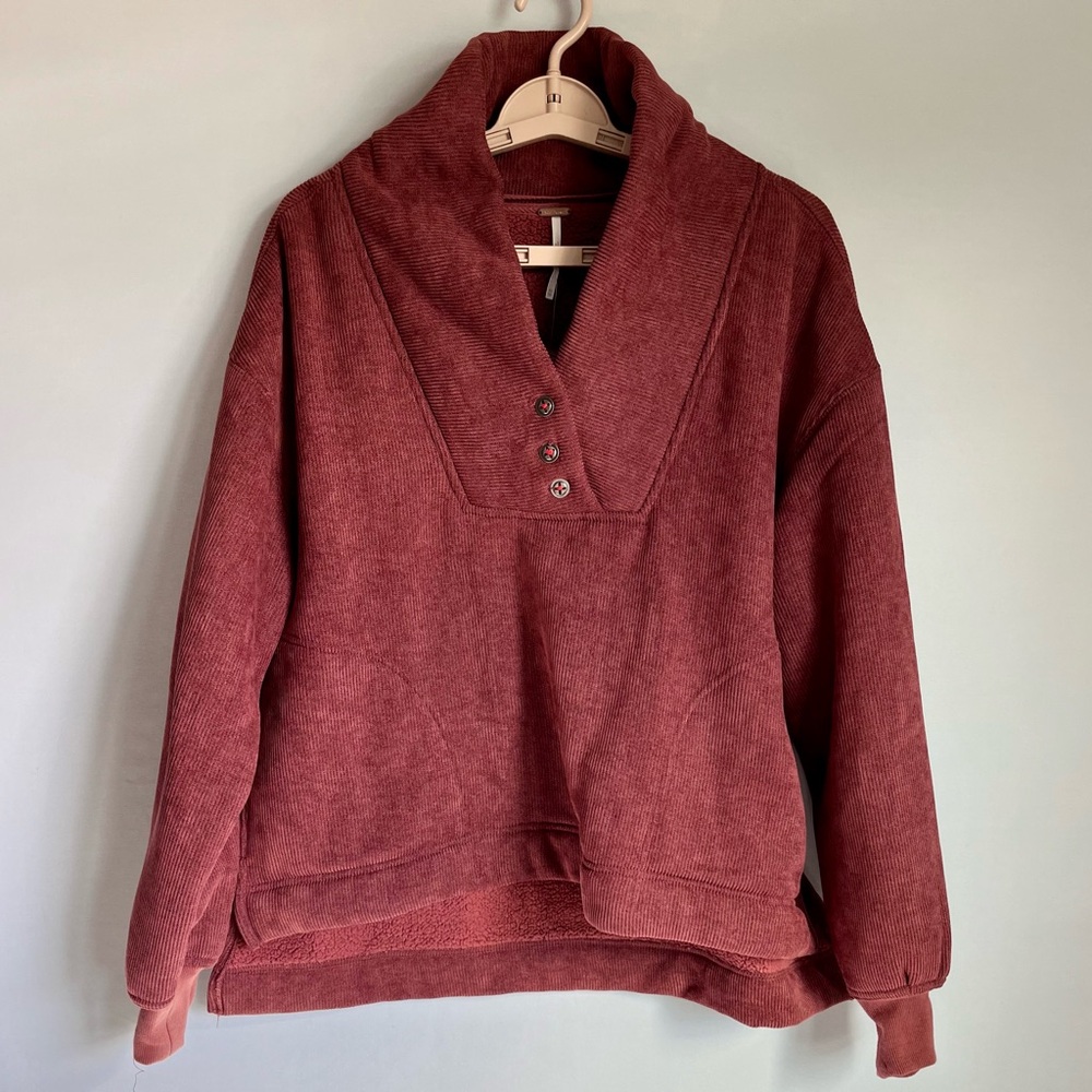 Free People Mia Henley Marsala Heavy Sweatshirt Sz XS Oversized Outdoors NWT - Picture 7 of 16